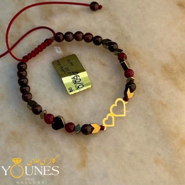 دستبند دو قلب مینیمال طلا لیزری